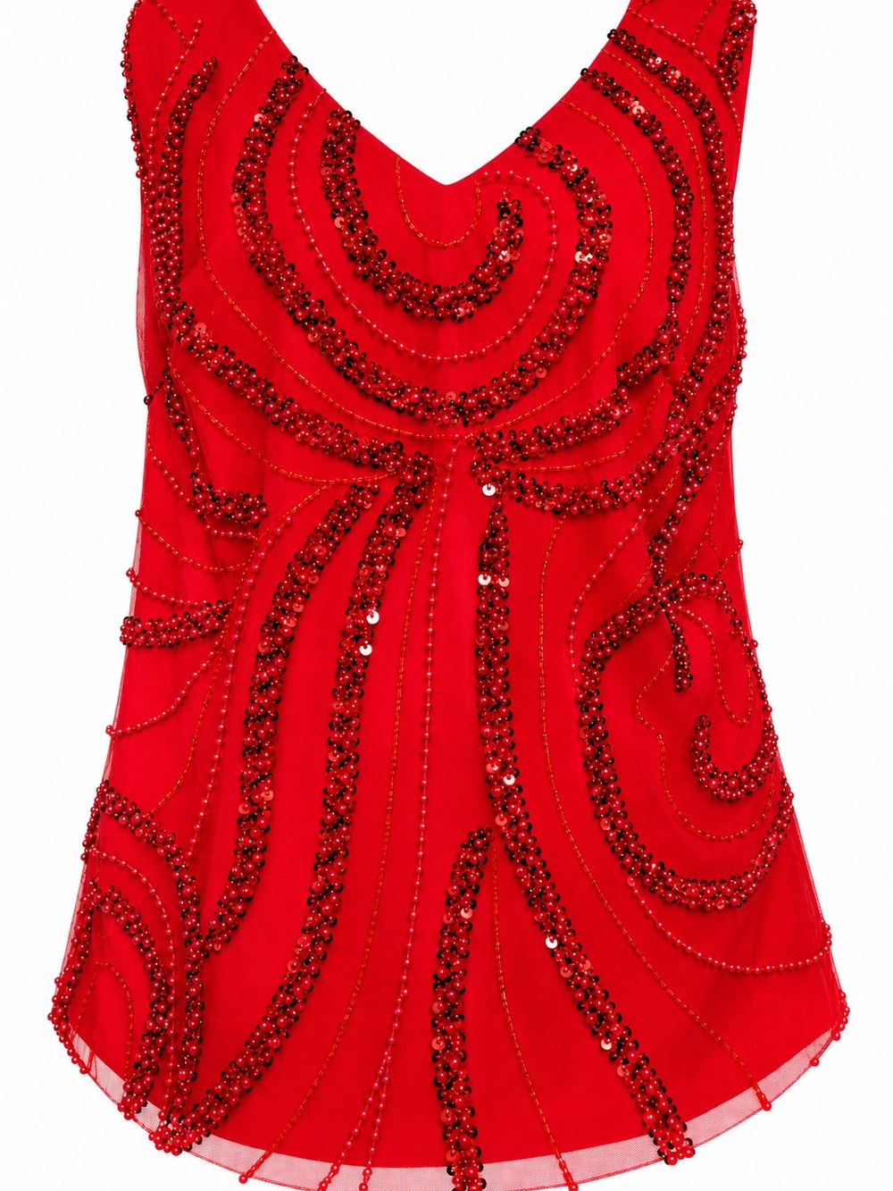 NWT Red Sequin Beaded Sleeveless Blouse Top Size 12 Formal Evening